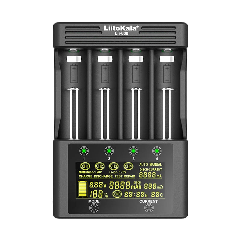 NEW LiitoKala Lii-600 Battery Charger For Li-ion 3.7V NiMH 1.2V battery Suitable 18650 26650 21700 26700 16340 14500 AA AAA