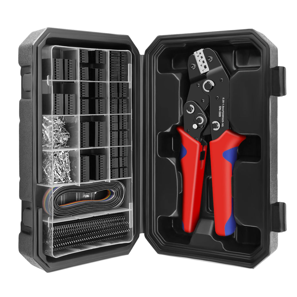 Box SN-58B 1550PCS Terminals Crimping Tool Kit 2.54mm Pitch Dupont Connectors Crimper Non-insulated Open Barrel Crimping Plier