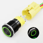 16/19/22mm IP67 Waterproof Push Button Switch LED Ring Light Momentary/Latching Harness Connector Car Engine Power Switches