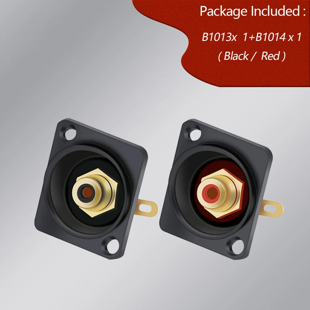 2pcs  Female RCA Panel Mount Chassis Socket Connector, Excellent quality, Black Female Socket, Red&Black Colors Available