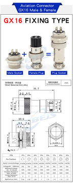 2Set GX12 GX16 GX20 2/3/4/5/6/7/8/9/10 Pin Male Female Butting Wire Cable Circular Aviation Socket Plug Panel Connector