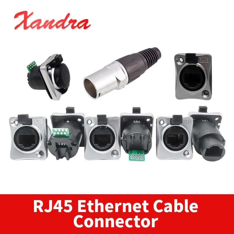 CAT6A CAT5E Industrial Micro RJ45 8P8C Shielded D Code Panel Mount Ethernet Socket Right Angle Jack IP67 Waterproof Network Plug