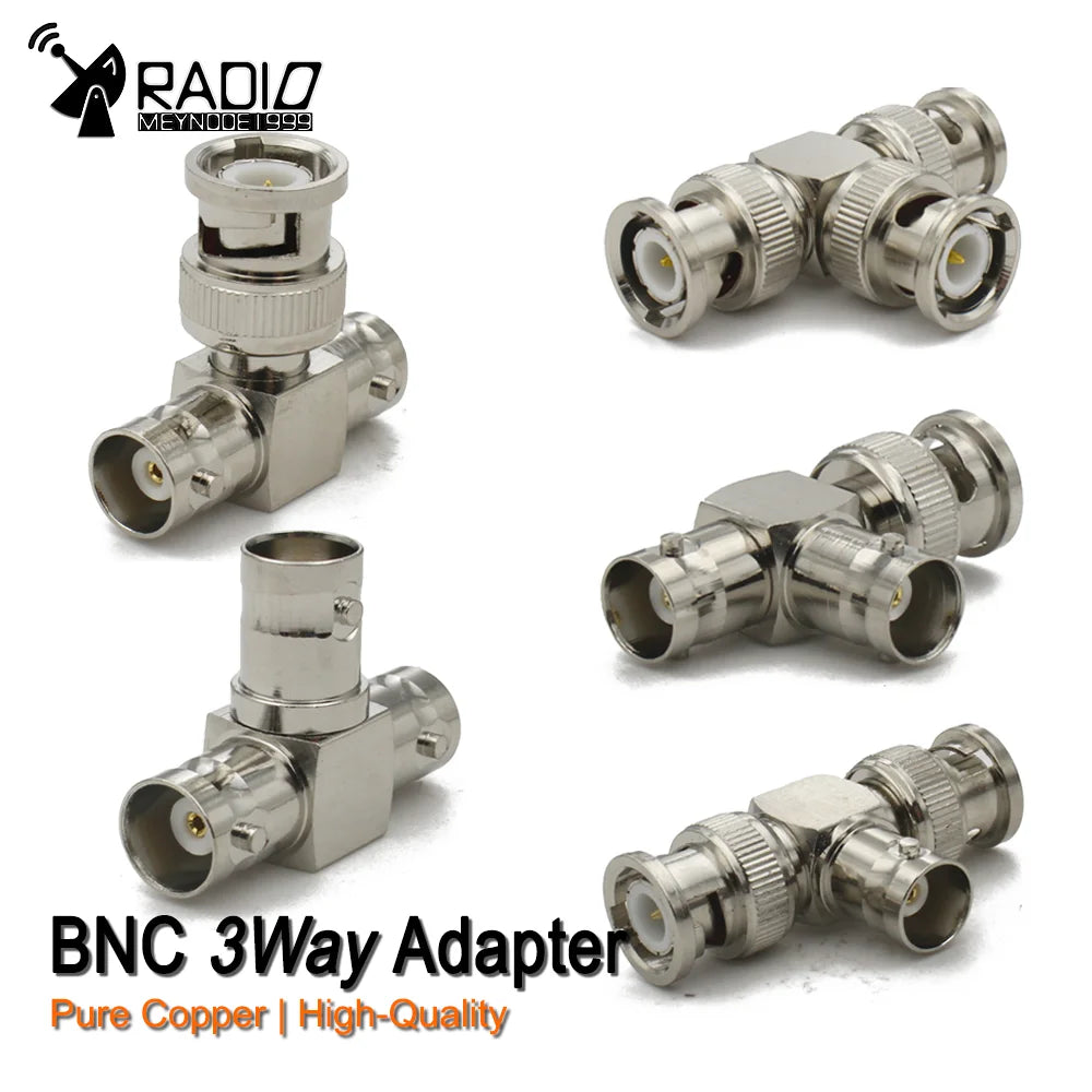 BNC Male To BNC 2x Double Female Adapter Triple Tee 3 Way Q9 BNC RF Coaxial Connector T Type Cable  RF connector
