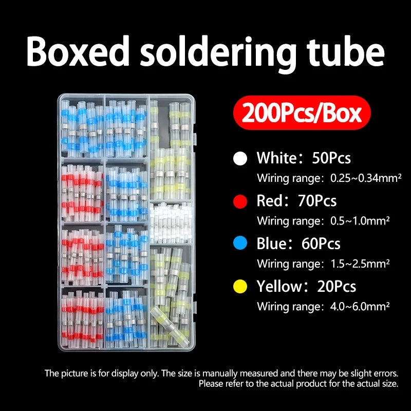 50-500Pcs Boxed Solder Seal Wire Connectors Kit 3:1 Heat Shrink Butt Connectors Waterproof Insulated Electrical Terminals