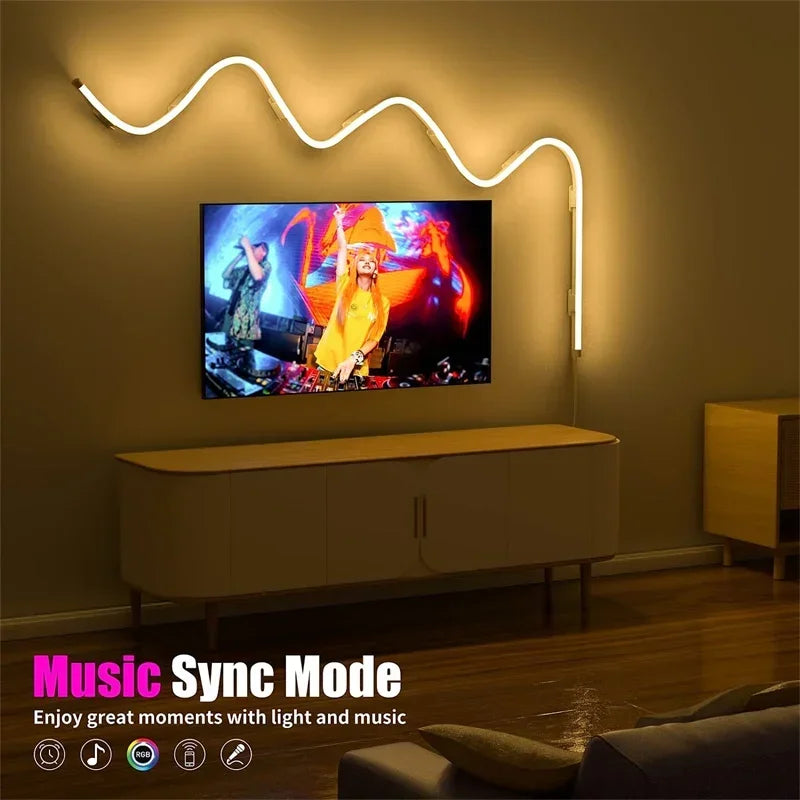 TUYA Neon LED Strip Lights Silicone Neon Rope Light 5-24V 84LEDs/M with Music Sync RGBIC Dreamcolor Chasing Strip Tape for Room