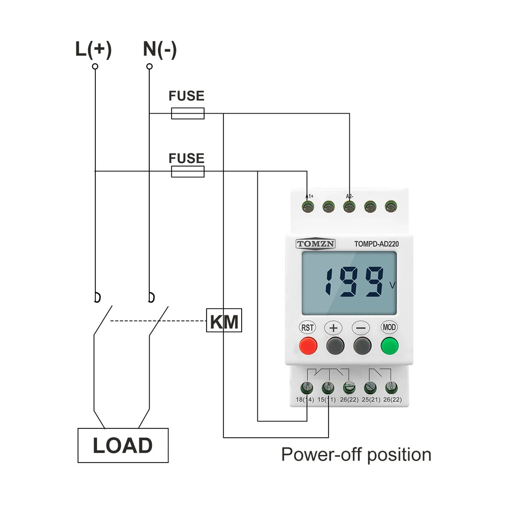 TOMZN AC DC 110V-240V DIN Rail Over and Under Voltage Protection Monitoring Relays Protector