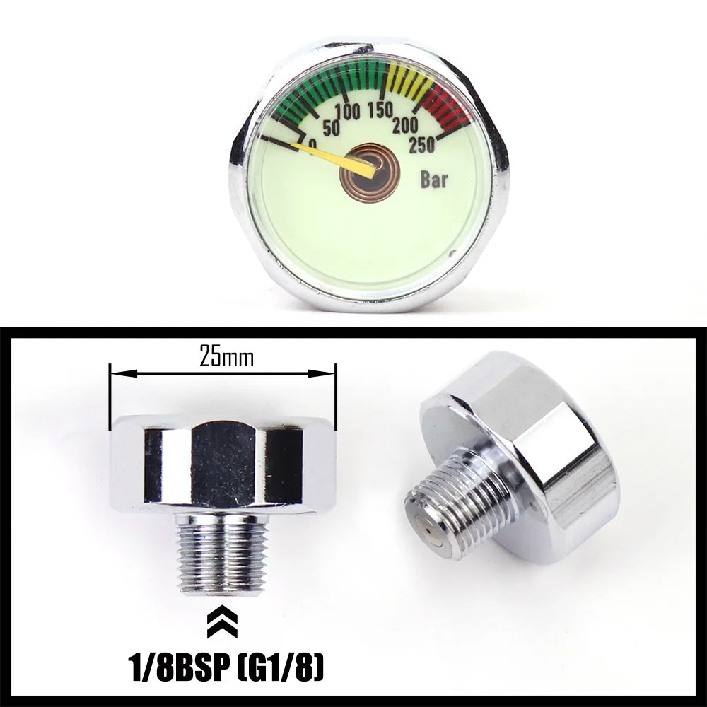 Air Mini Micro Pressure Gauge Manometre Manometer | Thread 1/8BSP(G1/8) 1/8NPT M10 M8 | 30PSI 300PSI 5000PSI 6000PSI 350BAR
