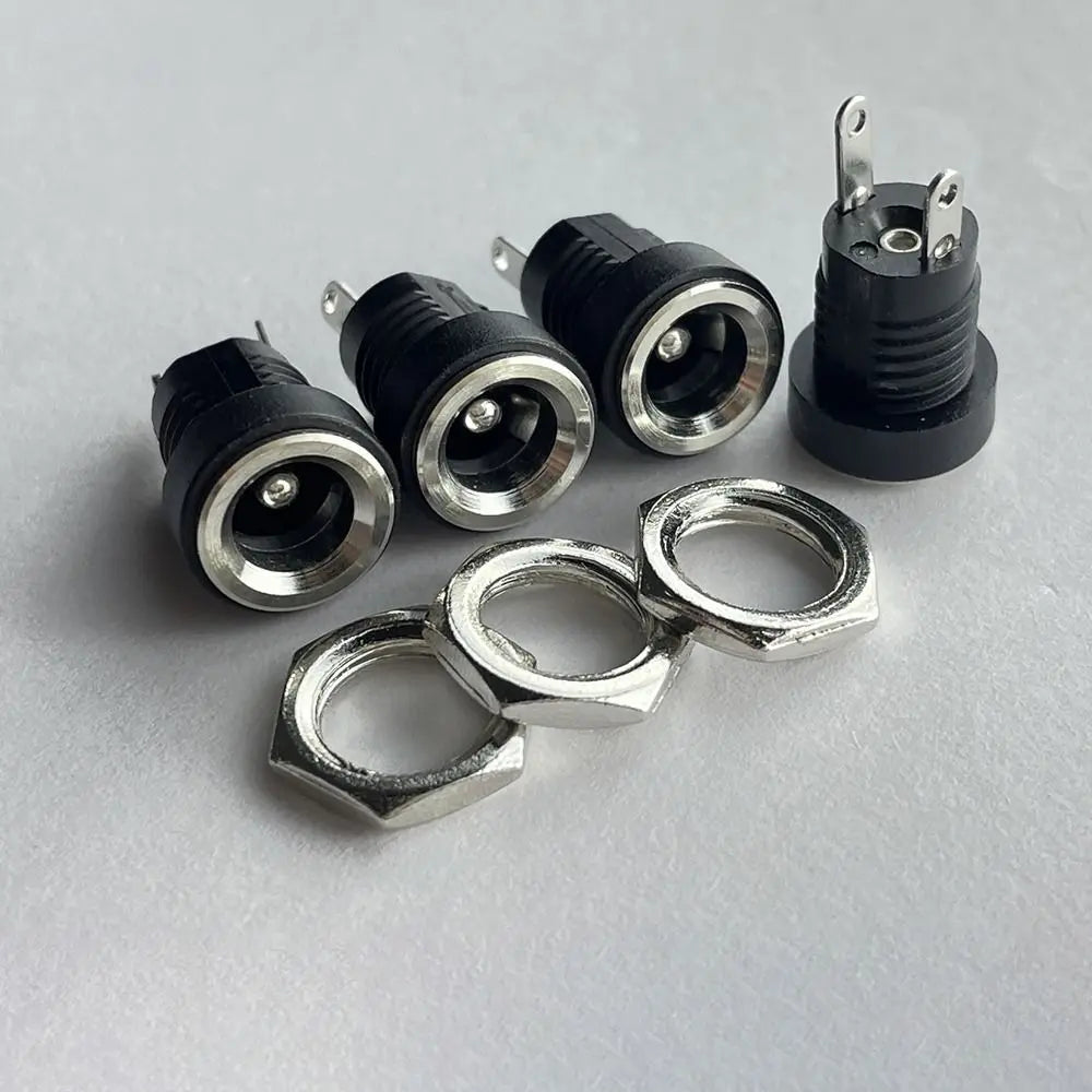 10Pcs DC Power Jack Supply Socket Connector 3.5*1.3/5.5*2.1/5.5*2.5mm DC 2 Terminal 2 Pin Panel Mount Connector Plug Adapter