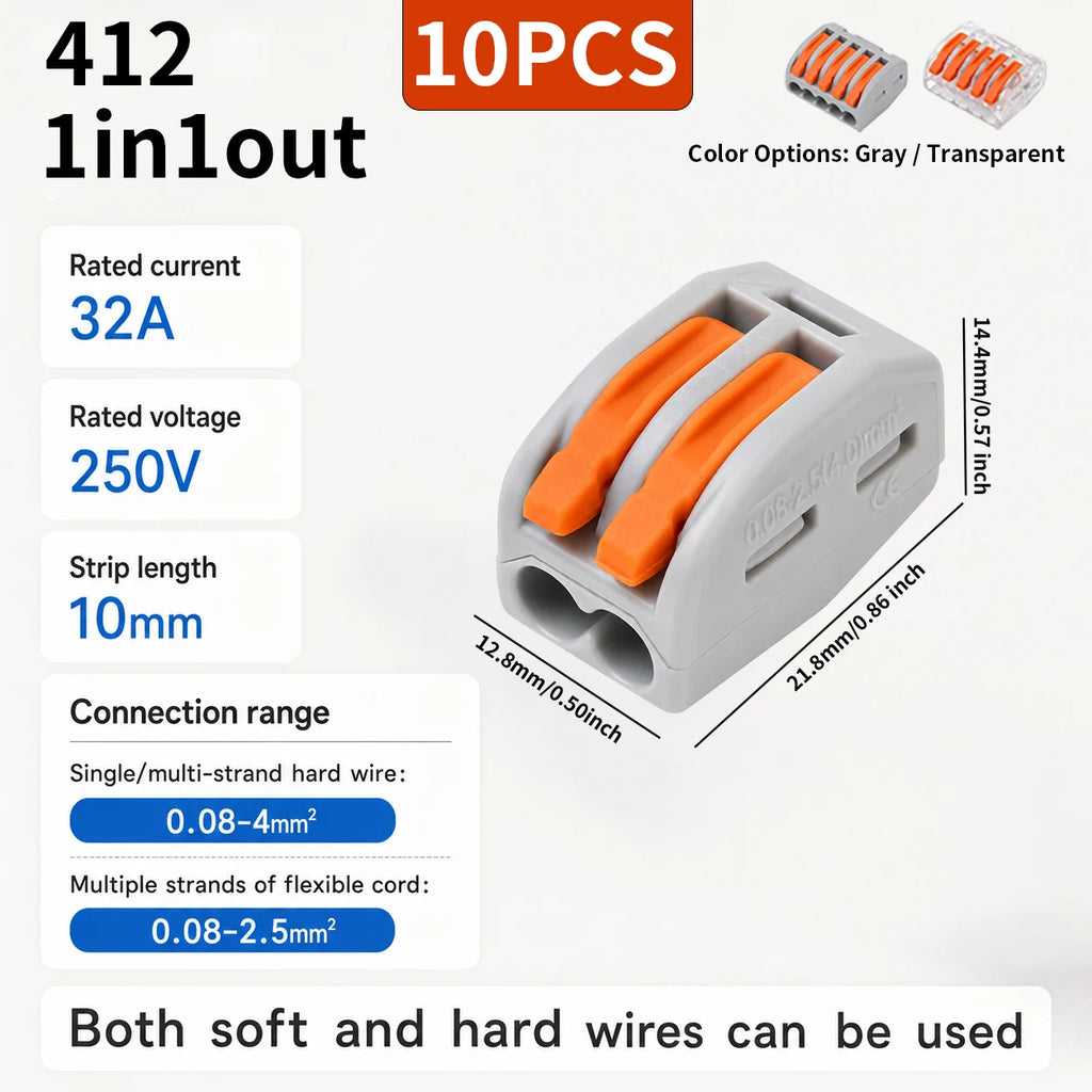 10/20/30PCS 2/3/4/5-Port Assorted Kit Quick Push In Lever Wire Connector Mini Compact Terminal Block 0.08-4mm2 Electrical Wiring