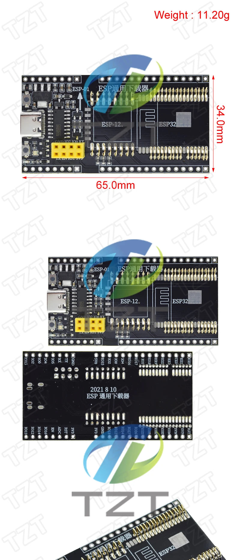 TZT ESP8266 ESP32 Development Board Test Programmer Socket Downloader for ESP-01 ESP01S ESP12 ESP32 Adapter CH340