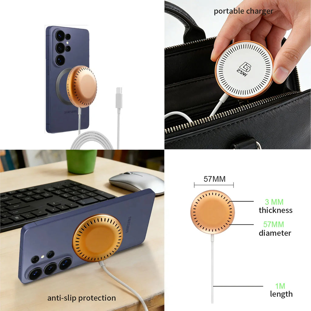 Bonola 25W Magnetic Wirelesss Charger for Samsung S26 Ultra Wireless Fast Charging Pad Type C Cable for Galaxy S26 Ultra