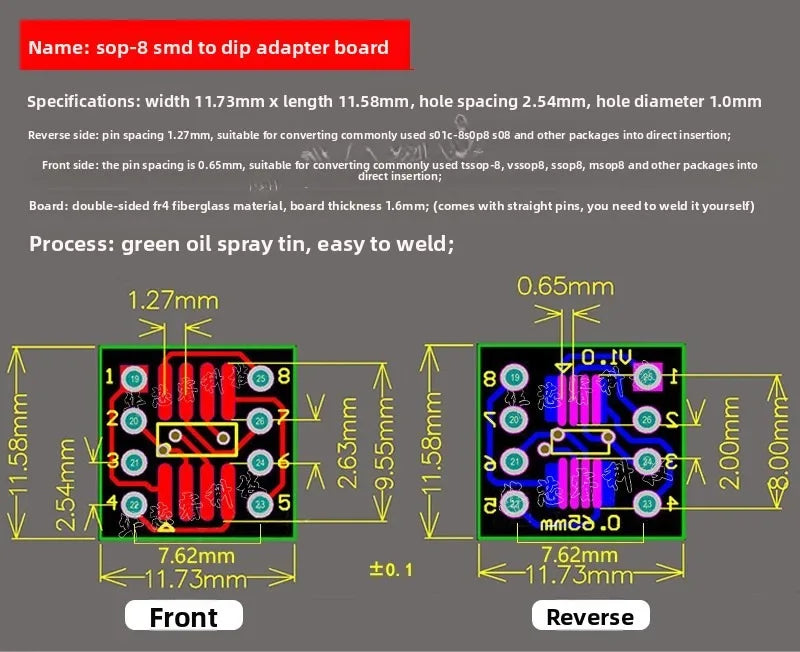 5PCS SOP Adapter Board SOIC-8 SOT23/252 SOP14/16/20/24 SOP28 IC Test Bench Experiment