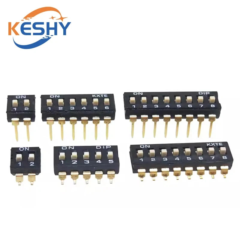 10pcs/lot Slide Type SMT SMD Dip Switch, 2.54mm Pitch 2 Row 4 Pin 2 Position / 8 pin 4 Position / 16 pin 8 Position