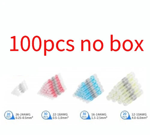 10/100/200pcs Waterproof Wire Terminals Insulation Heating Shrink Tubing Cable Connectors Solder Seal Tubes for Car Wires