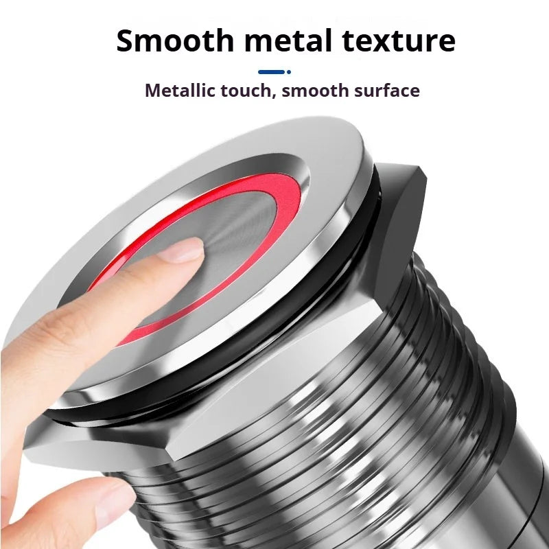 Metal touch sensor switch Stainless steel button jog delay self-locking IP68 waterproof 16/19/22/30mm