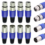 2/5/8/12PCS 3Pin XLR Male Female Speaker Connector Wiring Line Plug Blue 3-Core Audio Microphone Connector