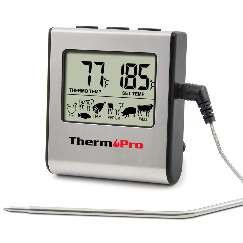 ThermoPro TP-16 Digital Thermometer For Oven Smoker Candy Liquid Kitchen Cooking Grilling Meat BBQ Thermometer and Timer