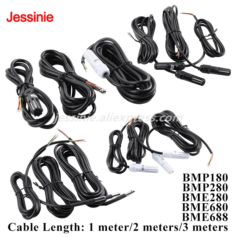 BMP180 BMP280 BME280 BME680 BME688 Digital Gas Temperature and Humidity Sensor Module Stainless Steel Probe Connecting Cable