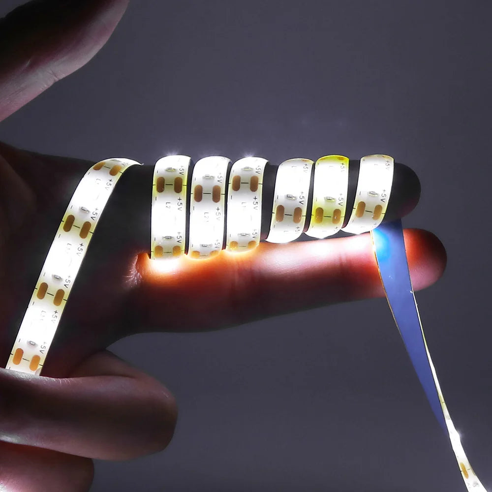 5V USB 2835 LED Strip Light with DC Plug 3528 SMD Flexible Led Tape Ribbon 60LED 0.5m 1m 2m 5m Cabinet Lights Night TV Backlight