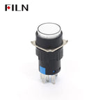 FILN 16mm 5-Unit LED Push Button Switch Momentary Latching Plastic Button 5pins Red Green Blue 12V 24V 220V Industrial Equipment