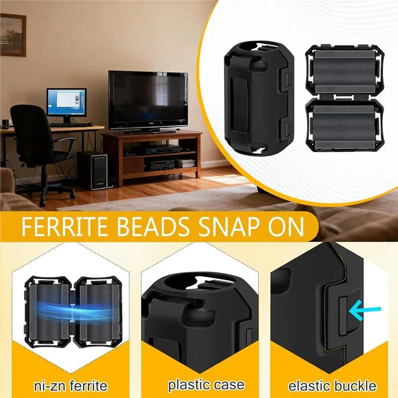 AY14 -60Pcs Ferrite Chokes Ferrite Beads Snap On RFI Noise Suppressor Cable Clip For 3.5Mm 5Mm 7Mm 9Mm 13Mm Diameter Cable