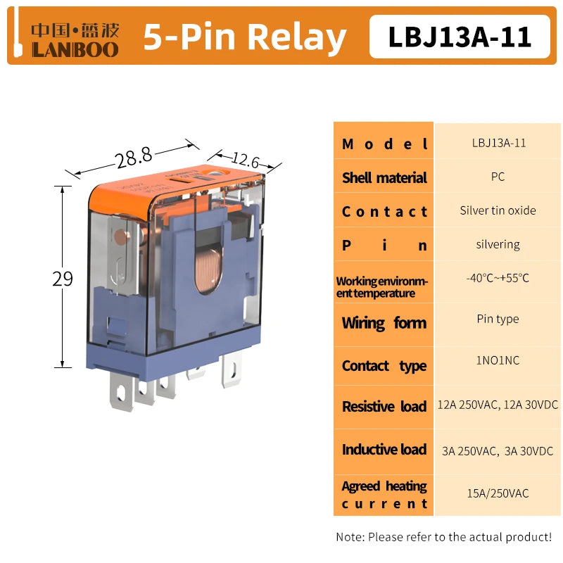 LANBOO J13A Series 5pin 8pin Intermediate Relay Auxiliary Relay 10A 12A 12V 24V 220V Custom Voltage with Test Wrench for Automot