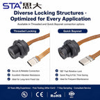 Type-C 3.0 IP67 Waterproof Connector Straight/Angled Male to Male/USB Adapter Molded Cable 0.5/1/2M Fast Charging 10Gbps PD 60W