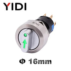 16mm Metal Rotary Selector Switch 2 3 Position On Off 12V Led Red Green Stainless Steel Push Button Switch 1NO1NC Latching SPDT
