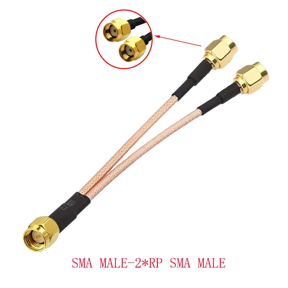 SMA to 2X SMA Male Female Y Type Splitter Combiner Jumper Cable Pigtail RG316 Cable