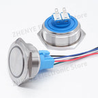 40mm Metal Push Button Switch Power LED Light Waterproof Reset Self-locking Latching Start Stop Switch On Off 2NO2NC With Wire