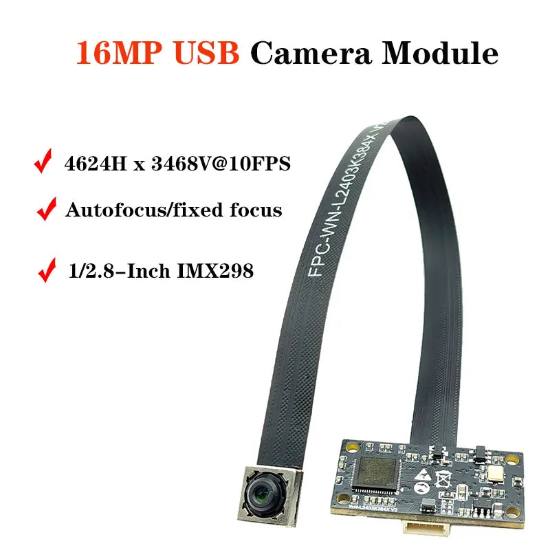 4624x3468 16MP HD IMX298 USB Camera Module AF/FF 78.4° PCB Board +FPC CCM Module Split UVC No-Drive Protocol MJPEG,YUV2
