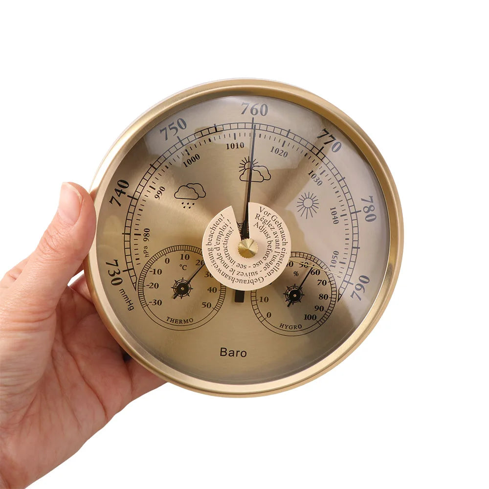 3 in 1 Barometer Thermometer Hygrometer Wall Mounted Waterproof Temperature and Humidity Gauge Large Display Space Saving