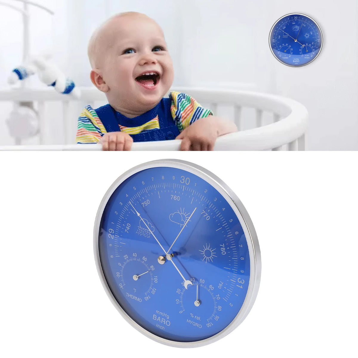 Thermometer Barometer Hygrometer Multifunction Easy To Read All Season Thermometer Barometer Hygrometer for Indoor Outdoor