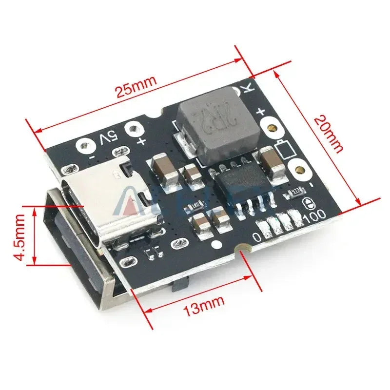 High-precision 5V2A charge-discharge integrated module Type-C input compatible with 4.2V lithium battery Boost Converter Step-Up