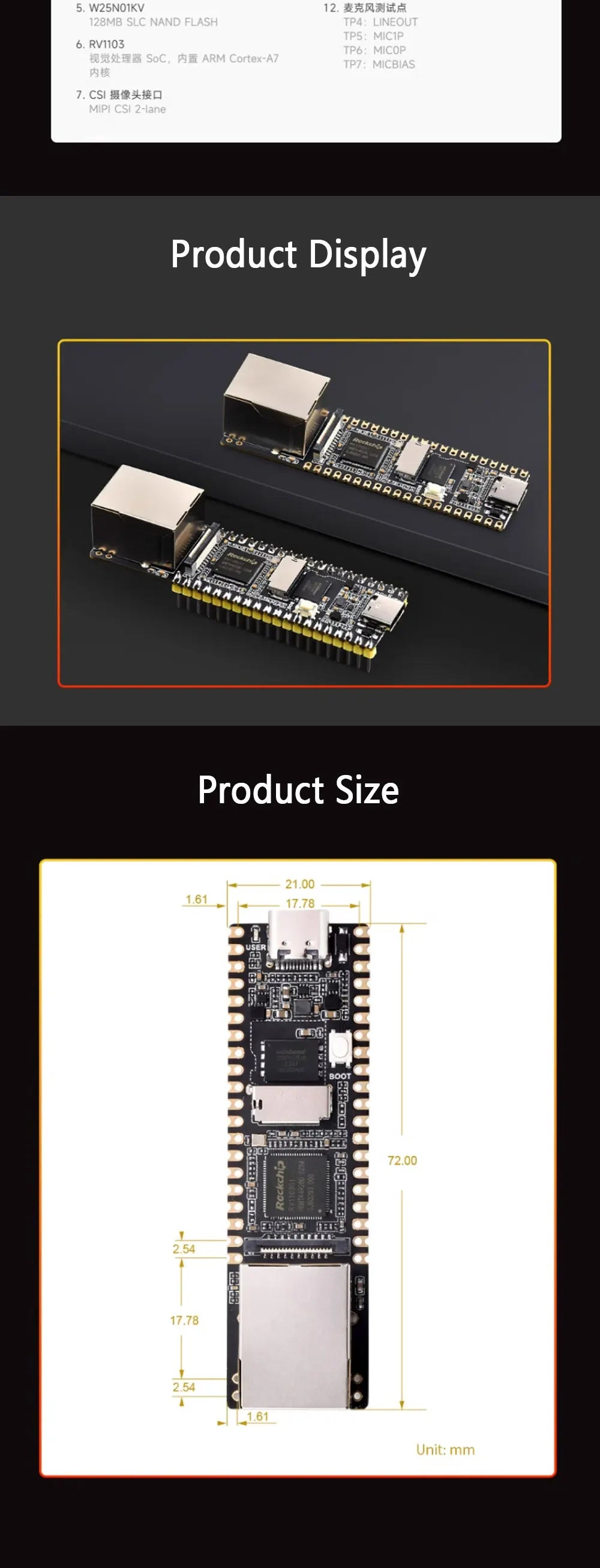 Luckfox Pico Plus,RV1103 Linux Micro Development Board,Integrates ARM Cortex-A7/RISC-V MCU/NPU/ISP Processors,With Ethernet Port