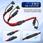 10AWG SAE Y Splitter Cable SAE Quick Disconnect Connector 1 to 2 SAE to SAE Extension Cable SAE Plug