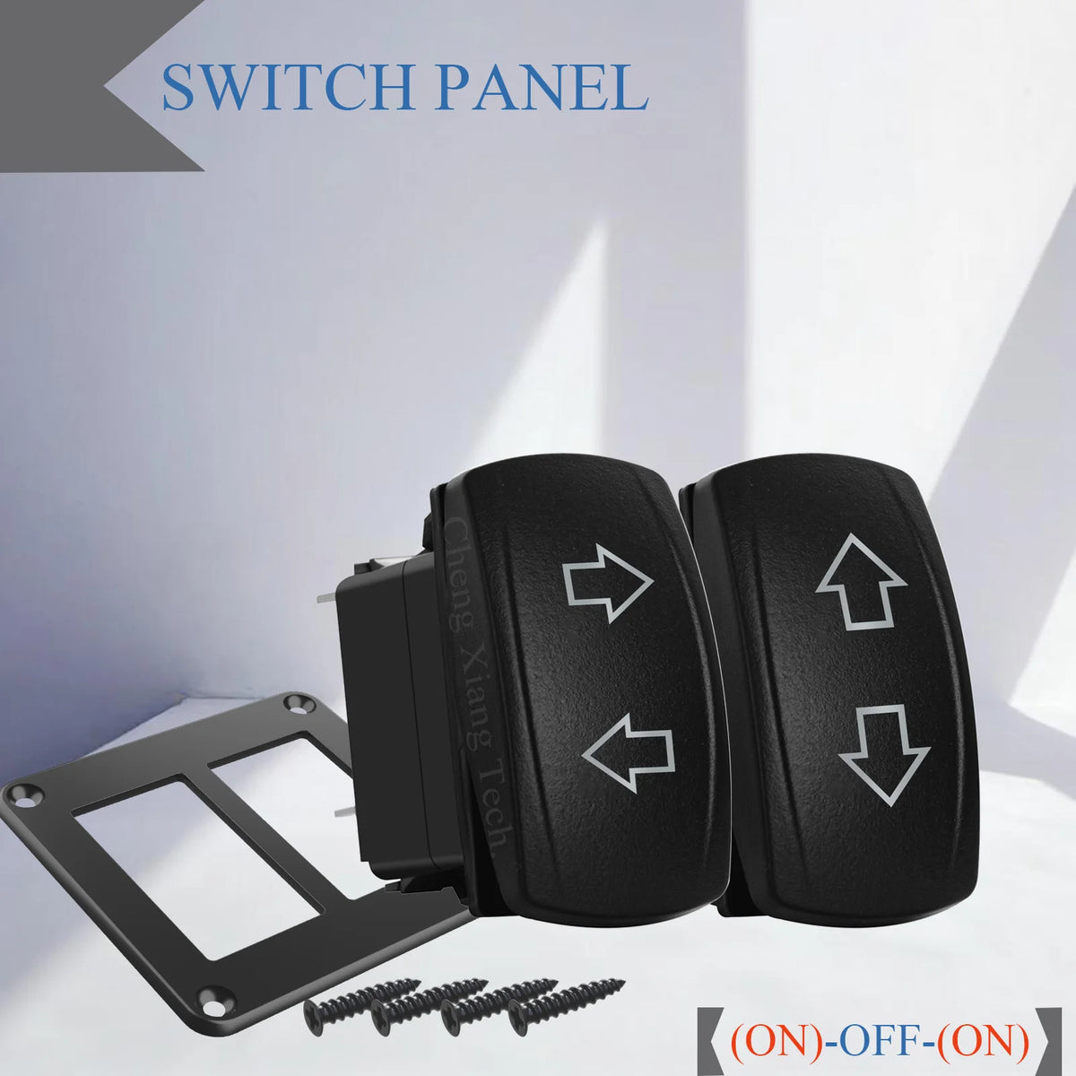 Waterproof 12V/24V 7-Pin DPDT Reverse Polarity Rocker Switch Blue LED Latching/Momentary On-Off-On for DC Linear Actuators Motor