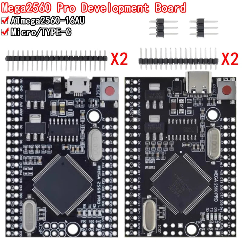 Mega2560 Mega 2560 PRO MINI 5V (Embed) CH340G ATmega2560-16AU MICRO TYPE-C With Male Pinheaders Compatible For Arduino Mega