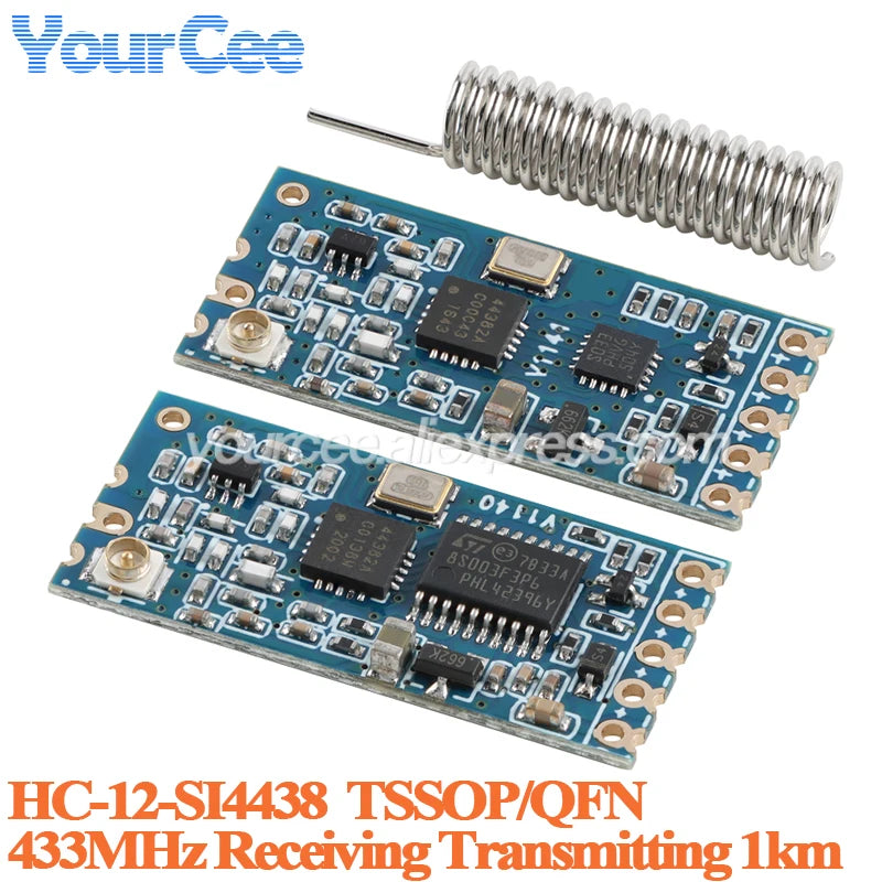 10pcs/1pc HC-12 SI4463 433Mhz Wifi Wireless Serial Port Module HC12 1KM 1000m 433MHz Receiving Transmitting Board TSSOP/QFN