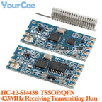 10pcs/1pc HC-12 SI4463 433Mhz Wifi Wireless Serial Port Module HC12 1KM 1000m 433MHz Receiving Transmitting Board TSSOP/QFN