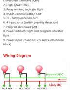 Modbus RTU RS485 TTL Relay Control Module Optional 3/4/6/8 Channel High Power Output Industrial PLC