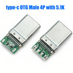 5-20PCS Type-c OTG male 4P with 5.1K resistance data power adapter 4 solder joint plug USB adapter USB C plug 4pin