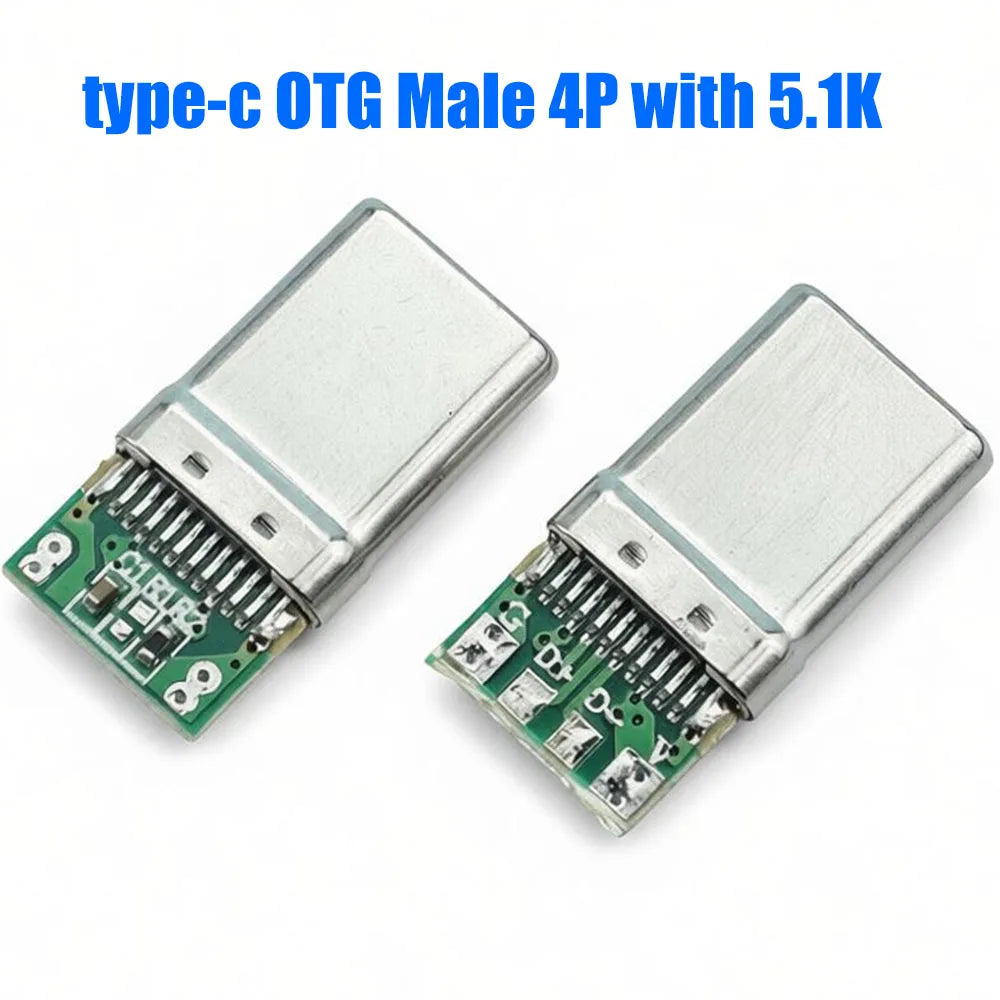 5-20PCS Type-c OTG male 4P with 5.1K resistance data power adapter 4 solder joint plug USB adapter USB C plug 4pin