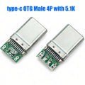 5-20PCS Type-c OTG male 4P with 5.1K resistance data power adapter 4 solder joint plug USB adapter USB C plug 4pin