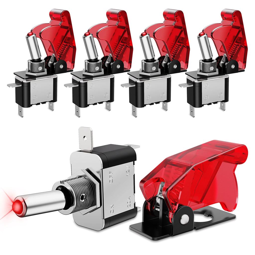Nilight 5PCS12V LED Toggle Switch Heavy Duty 20A SPST ON Off 3 Pin Rocker for Automotive Cars Trucks Boats Racking