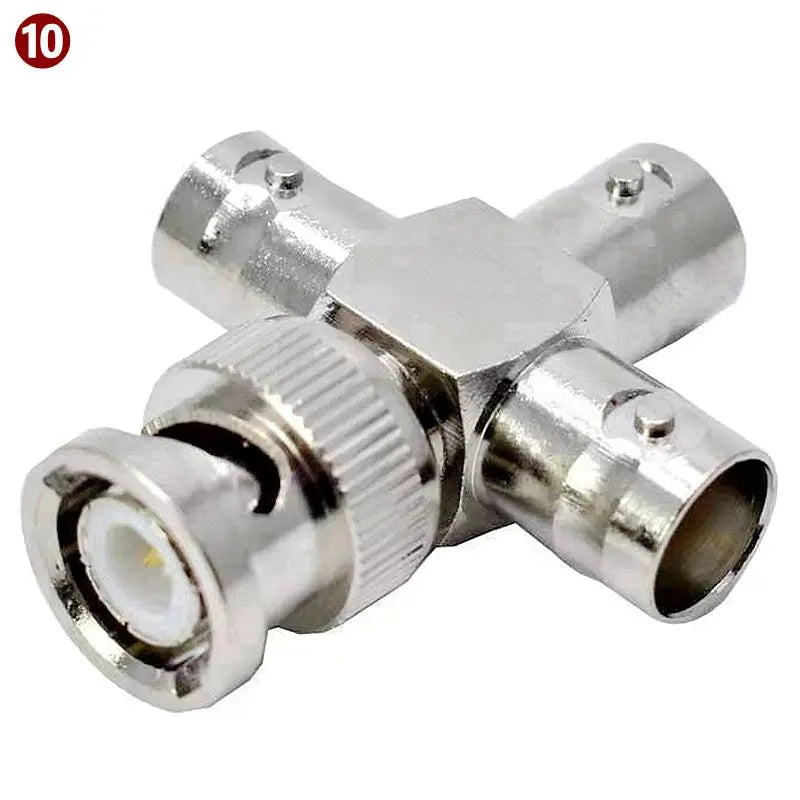 Q9 BNC Male Female Connector Tee Type 3Way Splitter BNC To BNC Male Female 90 Degree Right Angle Brass RF Coaxialc