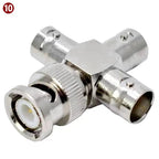 Q9 BNC Male Female Connector Tee Type 3Way Splitter BNC To BNC Male Female 90 Degree Right Angle Brass RF Coaxialc