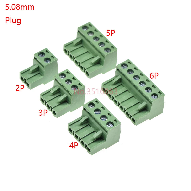 10PCS 2.54/3.81/5.08MM 2EDG 15EDG 2/3/4/5/6/7/8 Pin Screw Terminal Block Connector Pitch Plug+Straight/Curved Needle Pin Socket