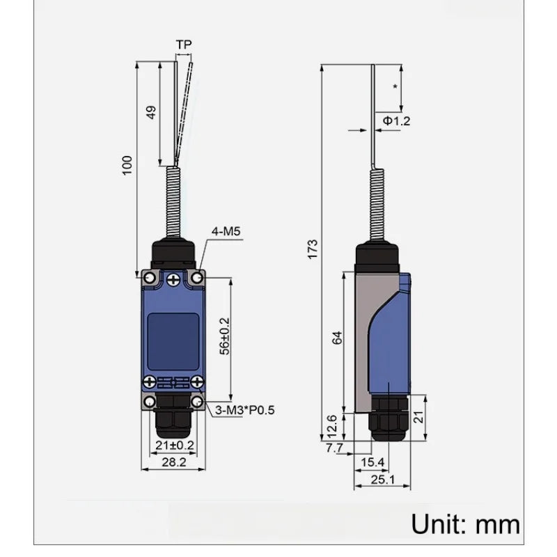 CNTD CZ-8169N Limit Switch NC/NO Type Waterproof IP65 Flexible Coil Spring Arm Vertical Safety Limit Switch 250Vac 10A/5A