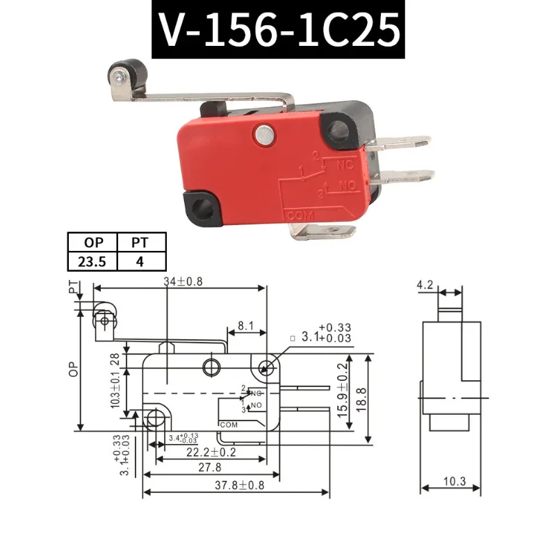 5pcs Travel Limit Switch Micro Switch Self-resetting V-152-1C25 3-pin Miniature Push Button Tactile Microswitch V-152 V-153 V-15